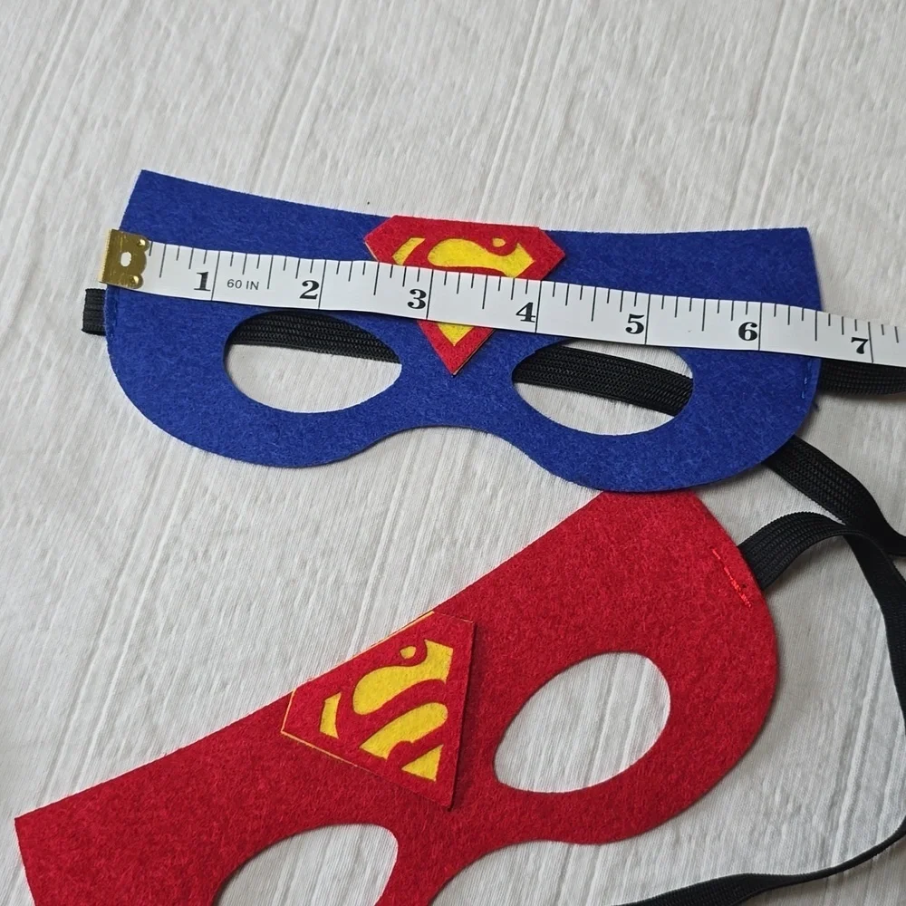Set of Three (3) Superhero Kids Cape and Masks - Blue & Red - Unisex